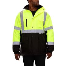 Picture of 433ST-LB Cold Weather Safety Jacket: Thinsulate Parka: Breathable Waterproof Hooded: 2-Tone Lime, NO LOGO