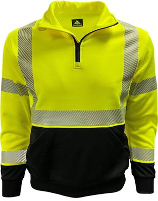 Picture of HI-VIS 2-TONE QUARTER ZIP FLEECE: 7 OZ. LIME & BLACK, NO LOGO