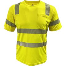 Picture of EcoChill  ANSI Type R Class 3 Short Sleeve T-Shirt with Coolmax® Technology, Hi-Viz Yellow, Segmented Tape, Choose Size AND Logo!