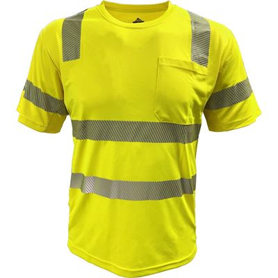 Picture of EcoChill  ANSI Type R Class 3 Short Sleeve T-Shirt with Coolmax® Technology, Hi-Viz Yellow, Segmented Tape, Choose Size AND Logo!